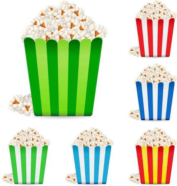 Set Popcorn Realistic Popcorn Icons — Stock Vector
