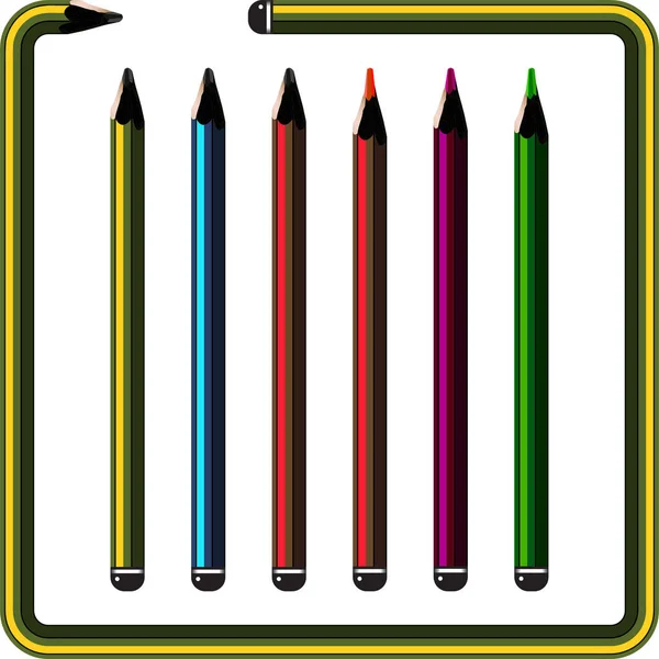 Lápices Colores Ilustración Vectorial — Vector de stock