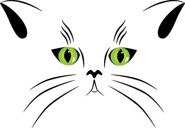 Vektorillustration Der Katze Mit Grünen Augen — Stockvektor