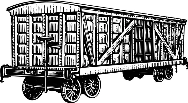 Czarny Wektor Ilustracja Zabytkowego Wagonu — Wektor stockowy