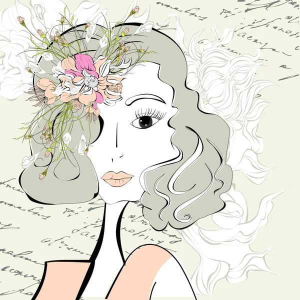 Background Beautiful Woman Vector Illustration Simple Design — Stock Vector
