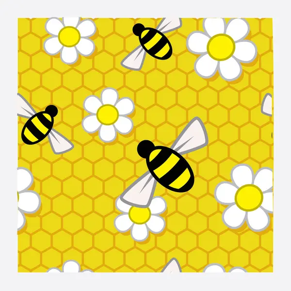 ミツバチのアイコン ハニカムバックグラウンドの蜂のアイコン — ストックベクタ