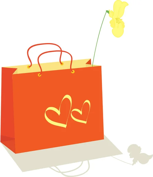 Einkaufstasche Mit Herzförmigem Geschenk — Stockvektor