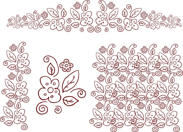 Set Floral Elements Vector Illustration — Stock Vector