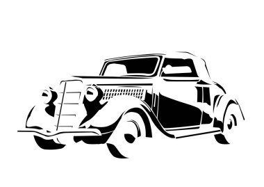 siyah-beyaz retro araba