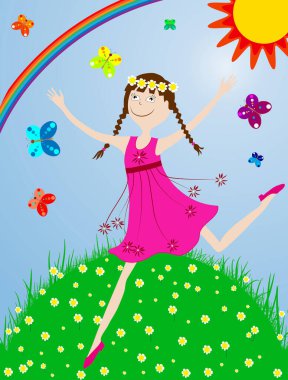 Çayır çiçekli kız