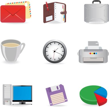 Office Icons set, karikatür tarzı