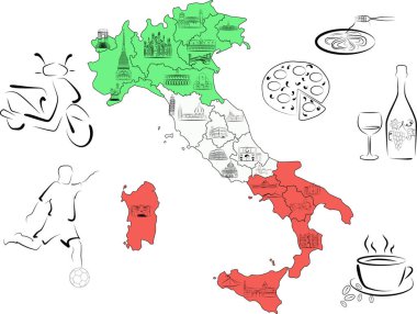 İtalya haritası ve sembolleri