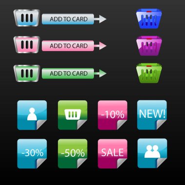 Bir dizi alışveriş etiketi. vektör.