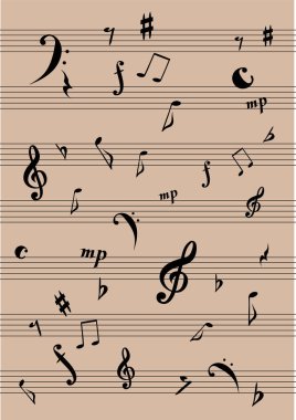 müzik notaları arka plan, illüstrasyon 