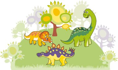 Dinozorlar çizgi film karakterleri. Şirin dinozorlar. Ormandaki dinozorlar