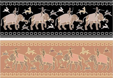 Afrika hayvanlarının ve Afrika motiflerinin vektörlerinde kusursuz desen
