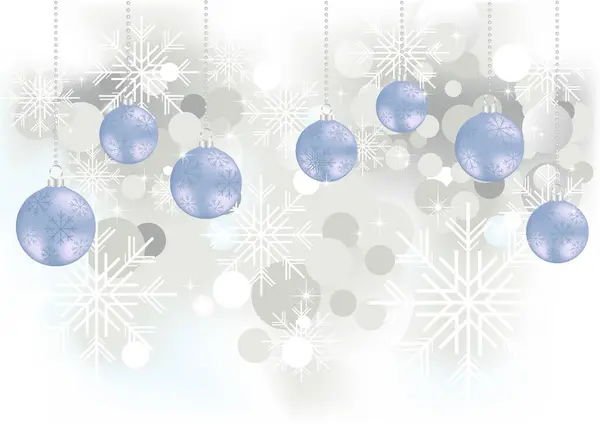 クリスマスとスノーフレークとボールの新しい年のカードの背景 — ストックベクタ
