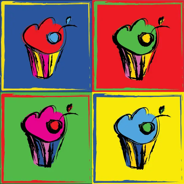 Cupcakes Verschiedenen Farben — Stockvektor