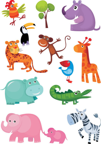 vector illustration of animals cartoon set