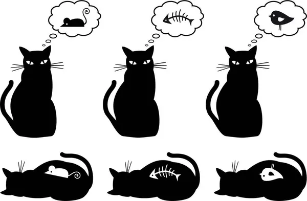 空腹とたらふく猫 ベクトル — ストックベクタ