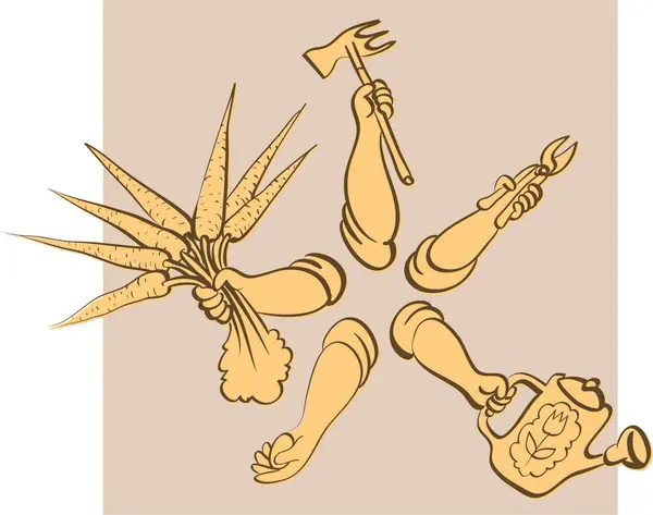 Ручной Эскиз Человека Держащего Метлу — стоковый вектор
