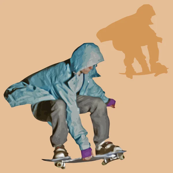 Young Man Riding Skateboard — Stock Vector