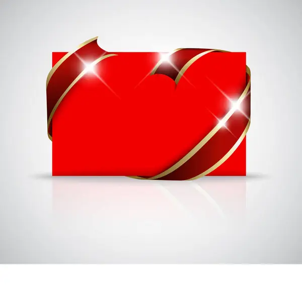 Rote Geschenkkarte Mit Schleife Vektordesign — Stockvektor