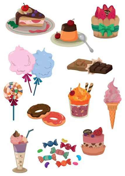 Süßigkeiten Und Desserts — Stockvektor