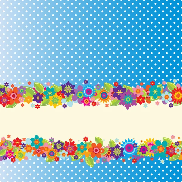 Greeting Card Flowers Polka Dot Pattern Vector Illustration Simple Design — Stock Vector