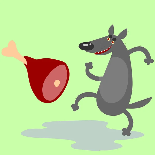Wolf Vlees Vector Illustratie Ontwerp — Stockvector