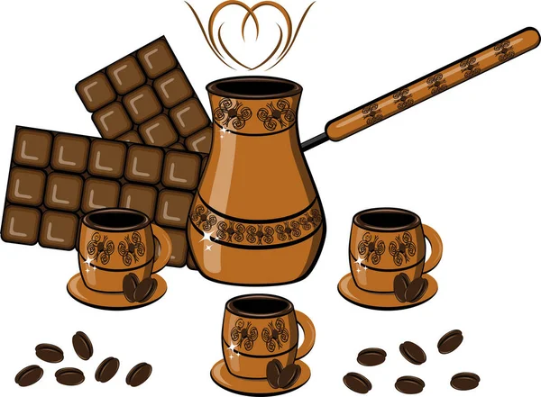 Векторна Ілюстрація Шоколаду Кавою Чашками — стоковий вектор