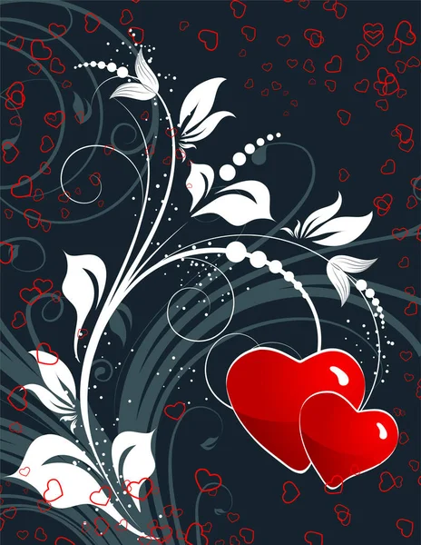 Valentines Day Background Hearts Floral Elements — Stock Vector