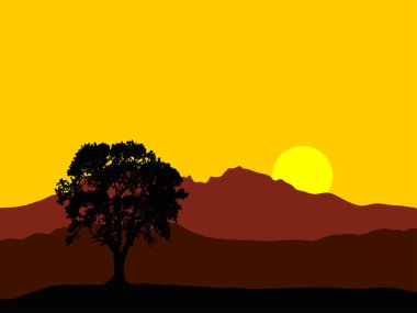 Gün batımının vektör manzarası