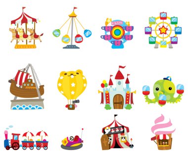 şirin çizgi film oyuncakları seti, vektör illüstrasyonu