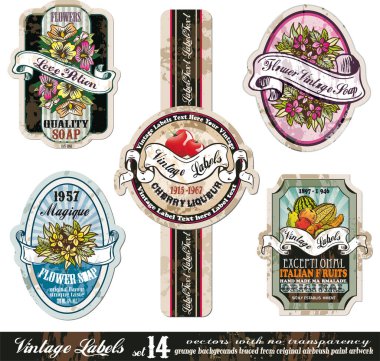 Vintage etiketleri illüstrasyon vektör