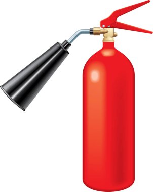 Beyaz arkaplanda kırmızı yangın söndürücü izole edildi