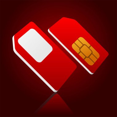 sim kart kırmızı simgesi, vektör illüstrasyonu.