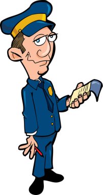 Çizgi film polisi üniformalı, vektör çizimi..