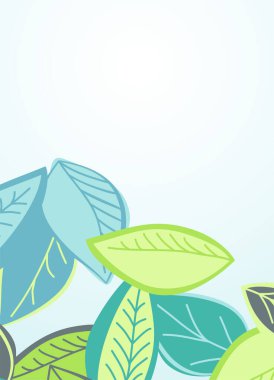 Yaprak doğası arka planı, düz vektör illüstrasyon tasarımı.