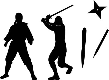 Kılıçlı ninja savaşçı. vektör.