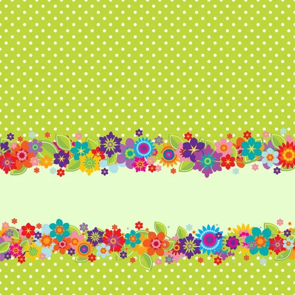 Greeting Card Flowers Polkadot Pattern Editable Banner Your Own Message — Stock Vector