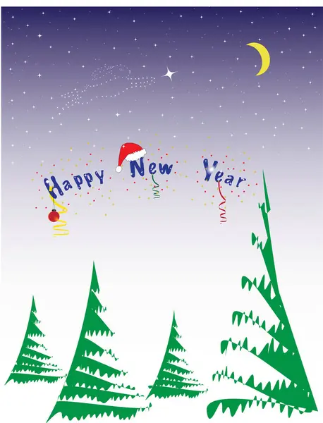 Feliz Año Nuevo Tarjeta Felicitación Ilustración Vectorial — Vector de stock