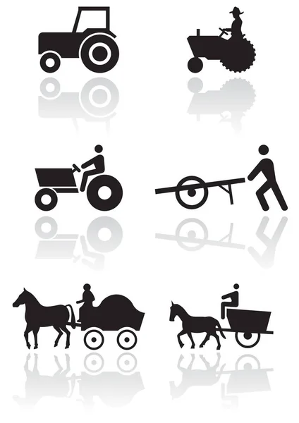 Serie Sagome Icone Agricole Illustrazione Vettoriale — Vettoriale Stock