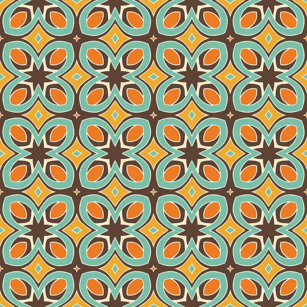Seamless Elegant Retro Pattern Flowers Orange Brown Green Blue — Stock Vector