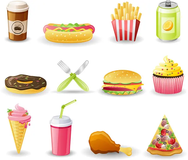 Food Drinks Icon Set Vector Illustration — Stock Vector
