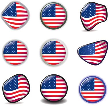 Amerikan bayraklarının vektör kümesi