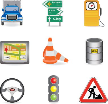 Yol işareti Icons set, karikatür tarzı