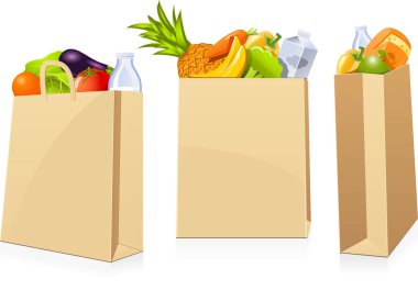 Kese kağıdı ve sebze seti. 