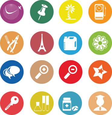 seyahat ve turizm ikonları ayarlandı. vektör illüstrasyonu