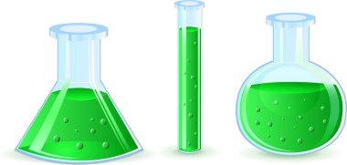 sıvı yeşil test tüpleri.