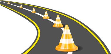 yol bariyeri ve koni resimlemesi