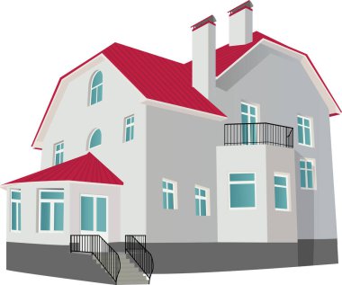 kırmızı çatılı ve birden fazla pencereli ev