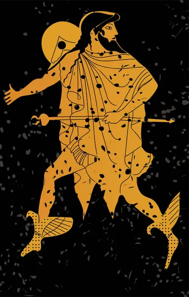 Vector Illustration Greek Warrior — Stock Vector