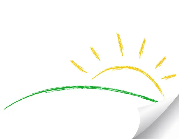 Sonne Mit Grüner Farbe Auf Weißem Hintergrund — Stockvektor